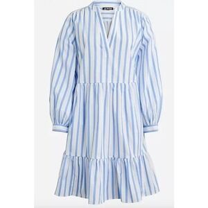 J.Crew Tiered Cotton Poplin Mini Dress in‎ Barrie Stripe Size Medium BP851 2023
